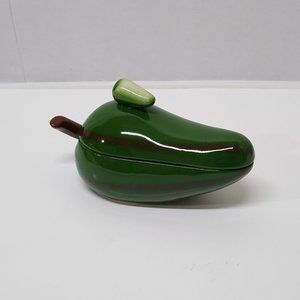 Jalapeno Pepper Condiment Dish w/ Lid Ladle Not Included Baby Pepper Lid Knob